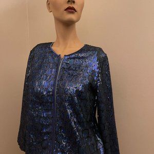 Plenty by Tracy Reese Blue Sequin Jacket XS